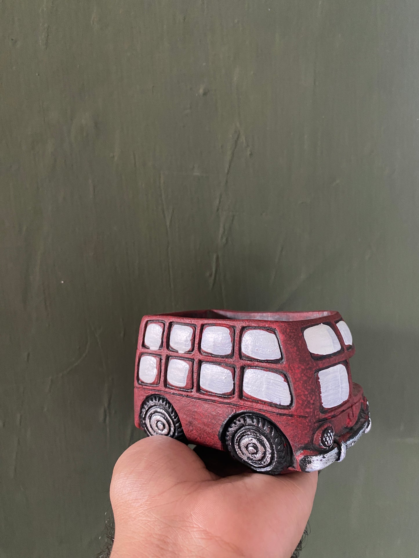 Red bus concrete planter