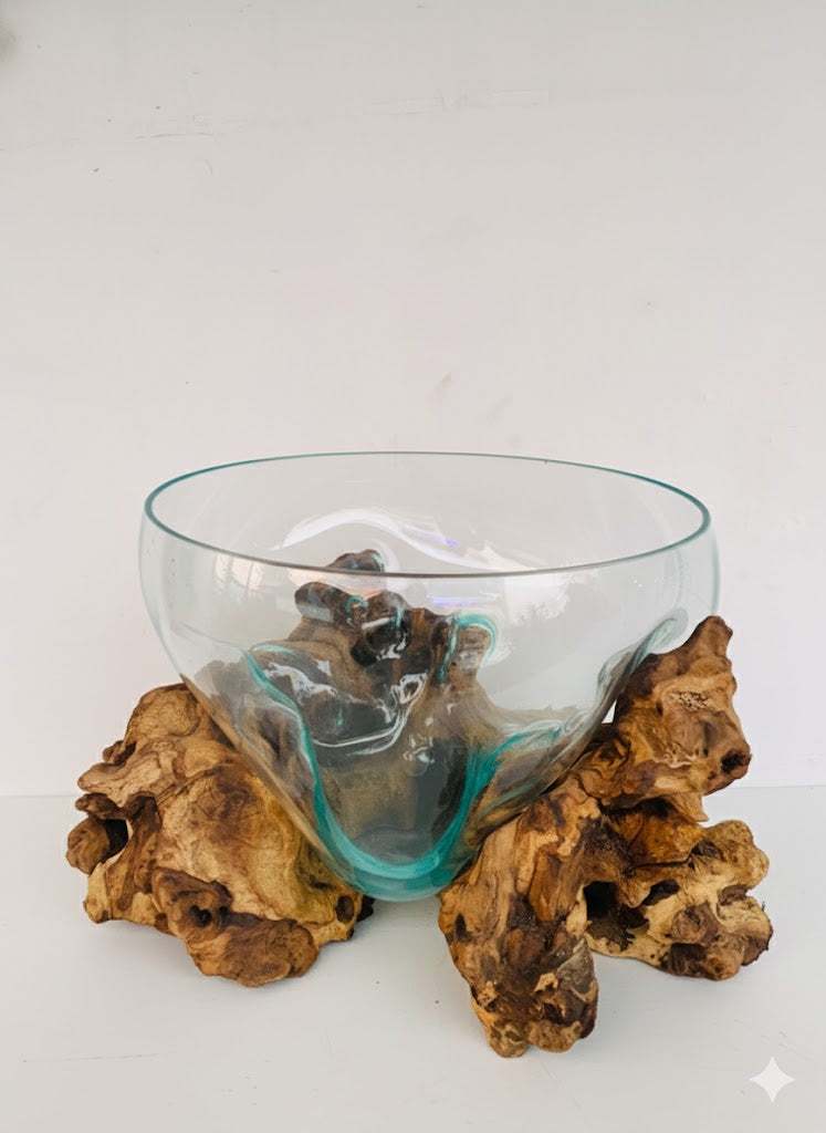 Molten Glass on teak Driftwood-Aquaroot