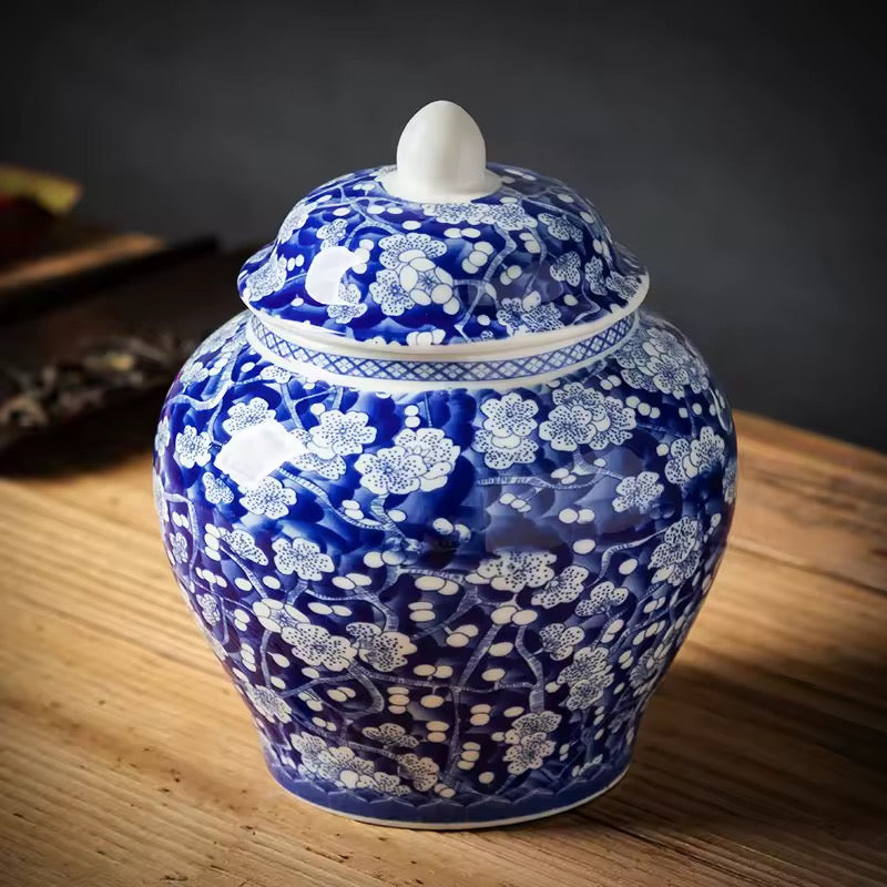 Blue&white Chinese Porcelain Tea kitchen floral Jars With Lids – Ceramic Tea Storage Canisters Airtight Container for Loose Tea, Sugar, Herbs