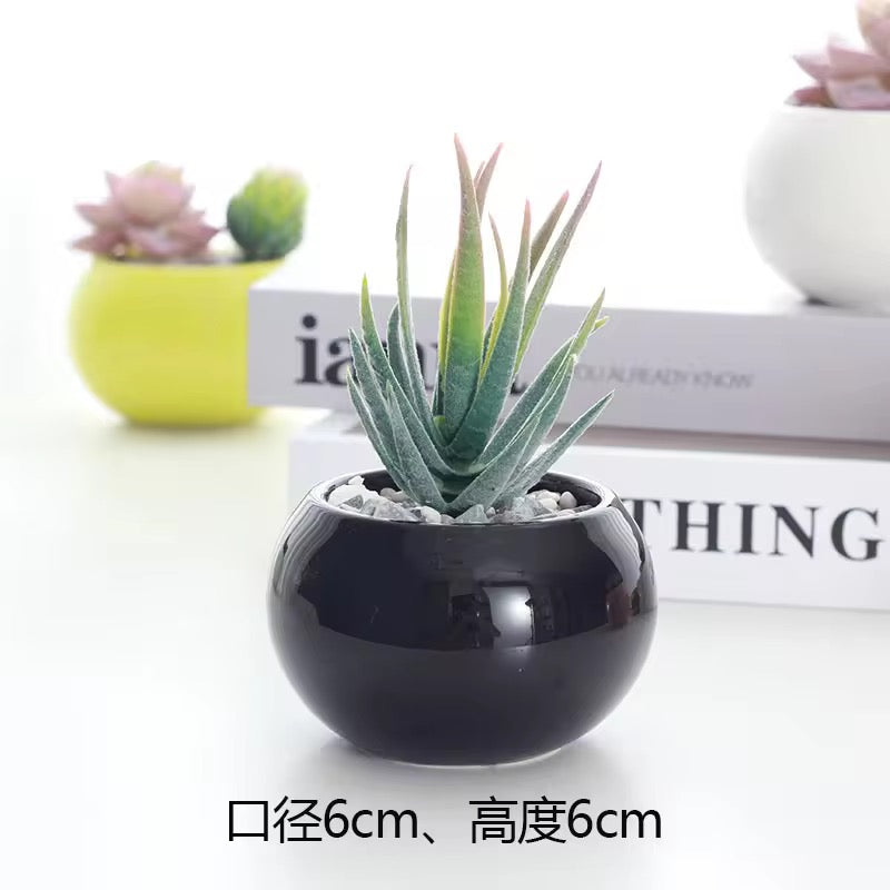 Black ceramic planter