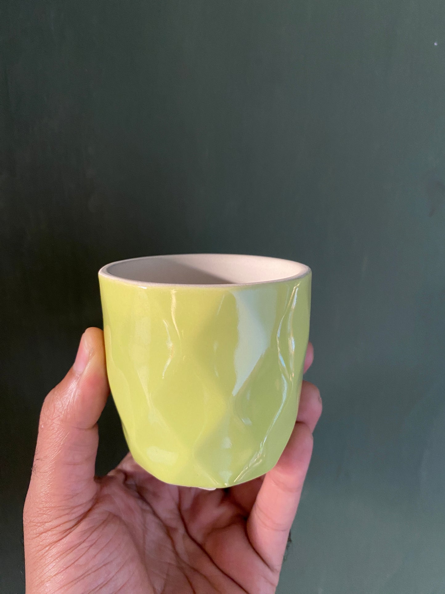 Green ceramic planter