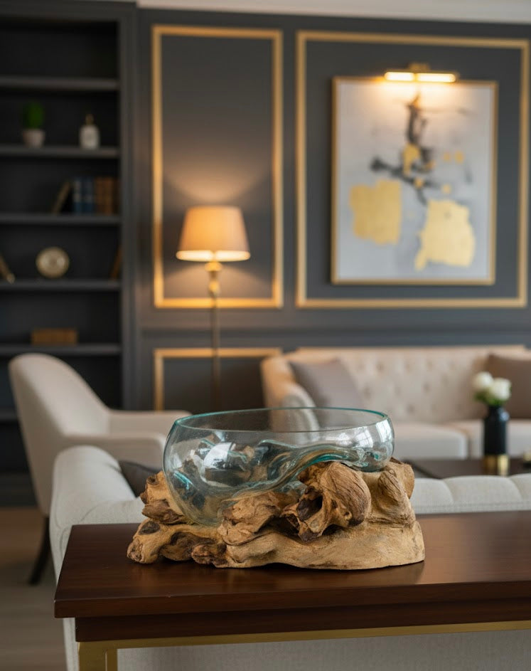 Molten Glass on teak Driftwood-Oceanbowl(large)