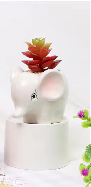 Elephant ceramic planter