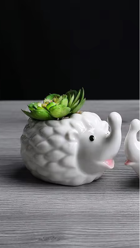 Hedgehog shaped ceramic planter pot