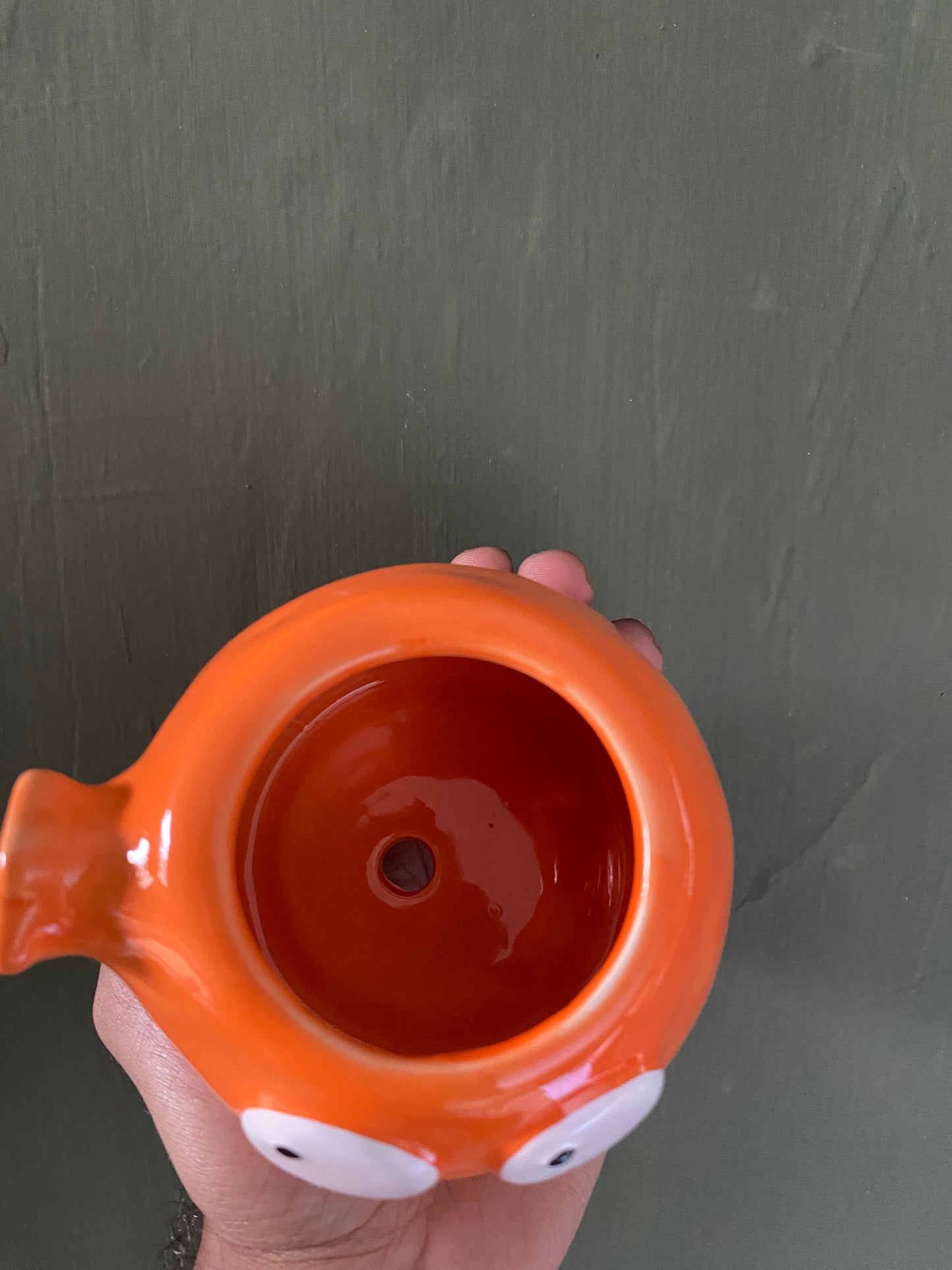 Orange fish ceramic planter
