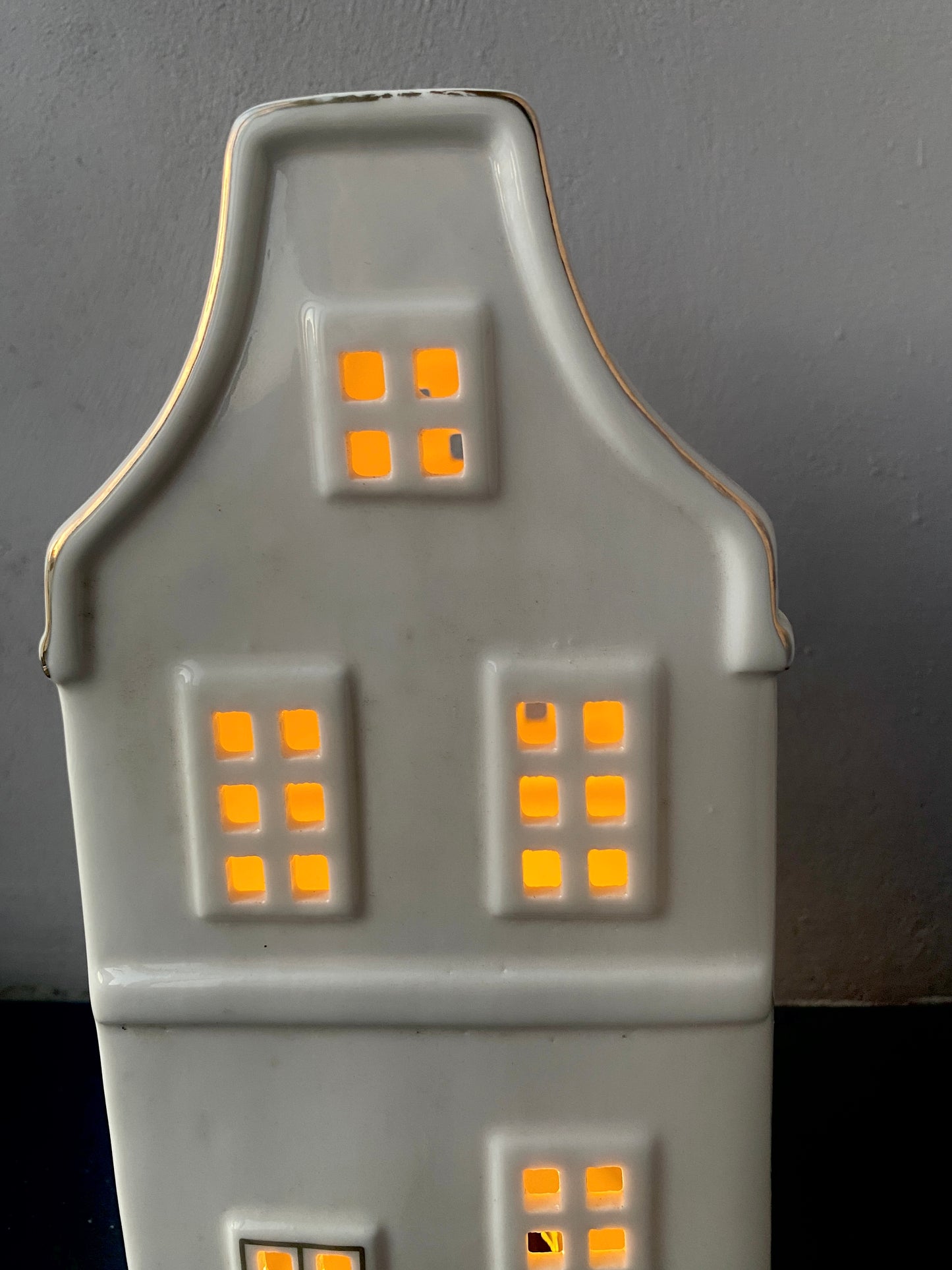Amsterdam canal house themed Ceramic Tealight Candle White Christmas Home Decor big size Imported from netherlands
