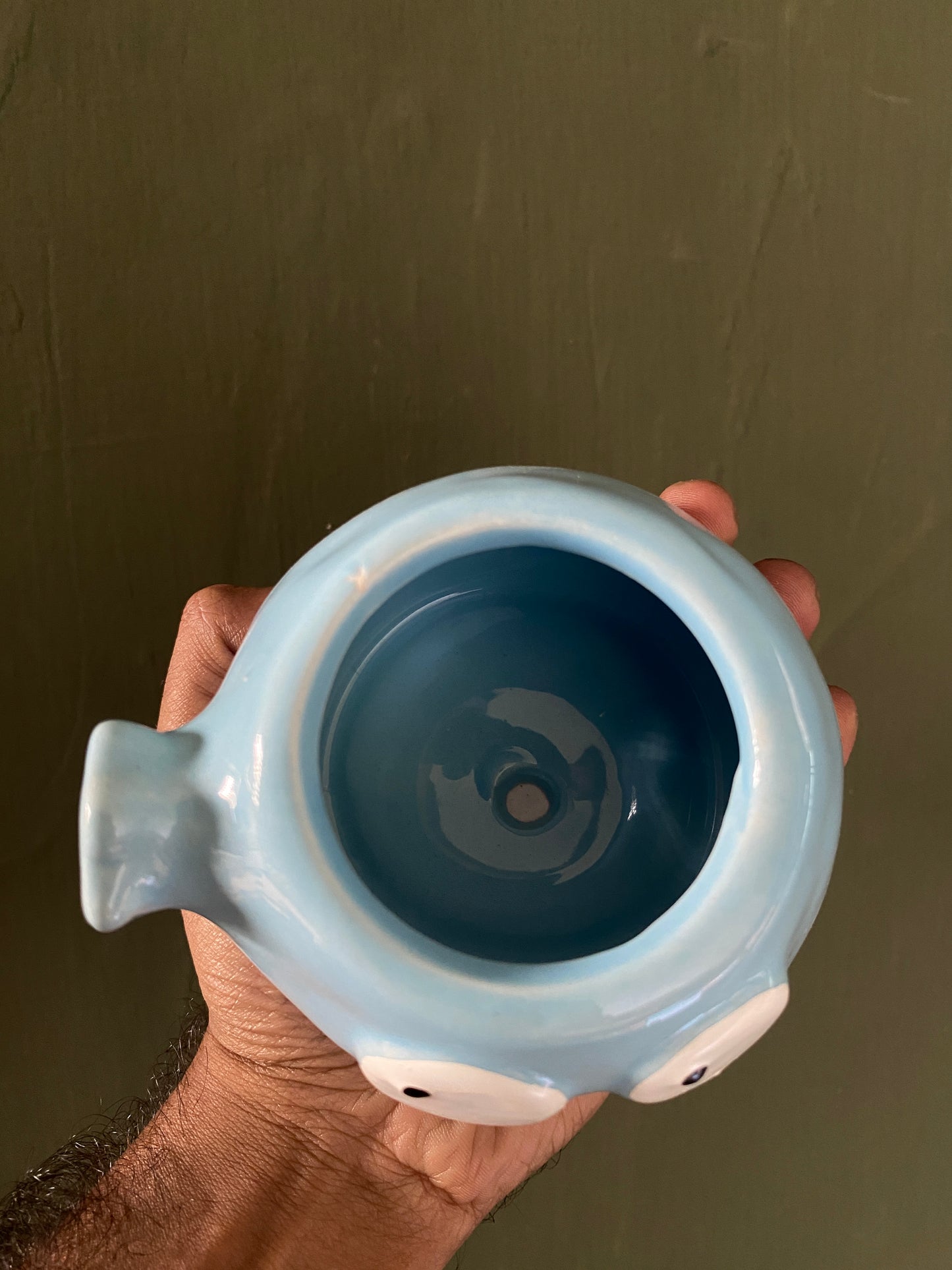 Blue fish ceramic planter