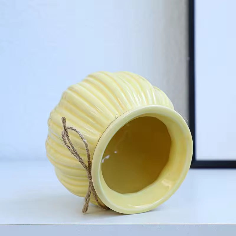 Small yellow rope planter
