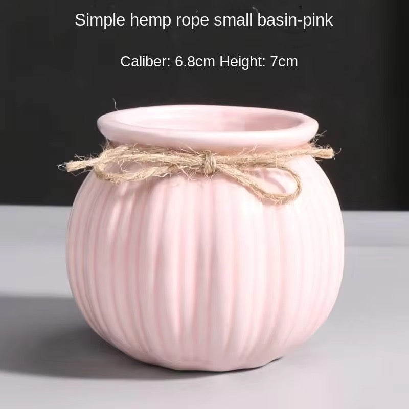 Small pink rope planter