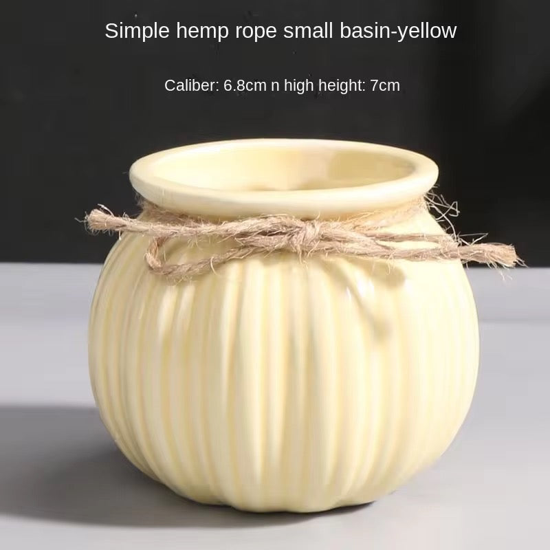 Small yellow rope planter