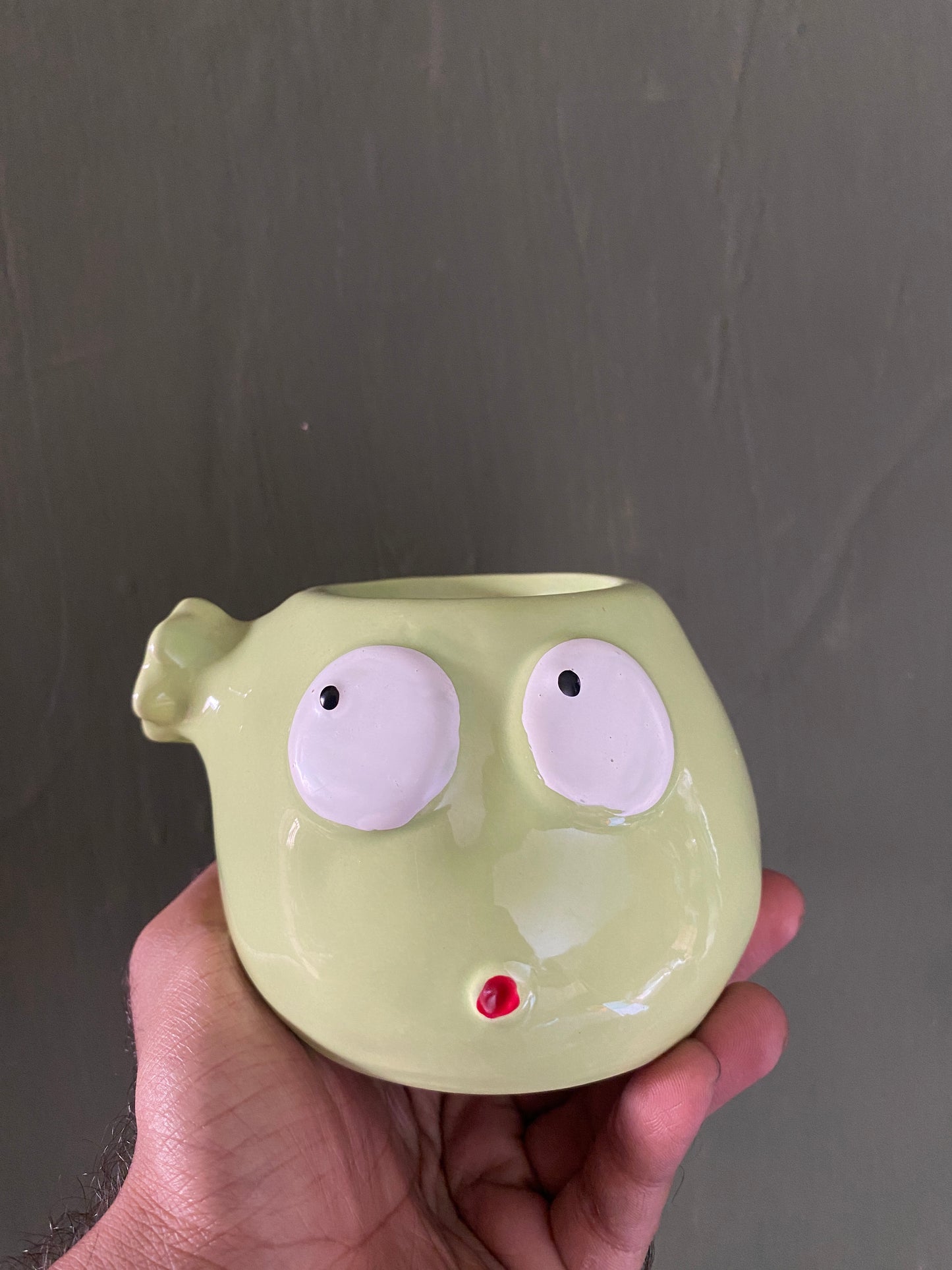 Green fish ceramic planter