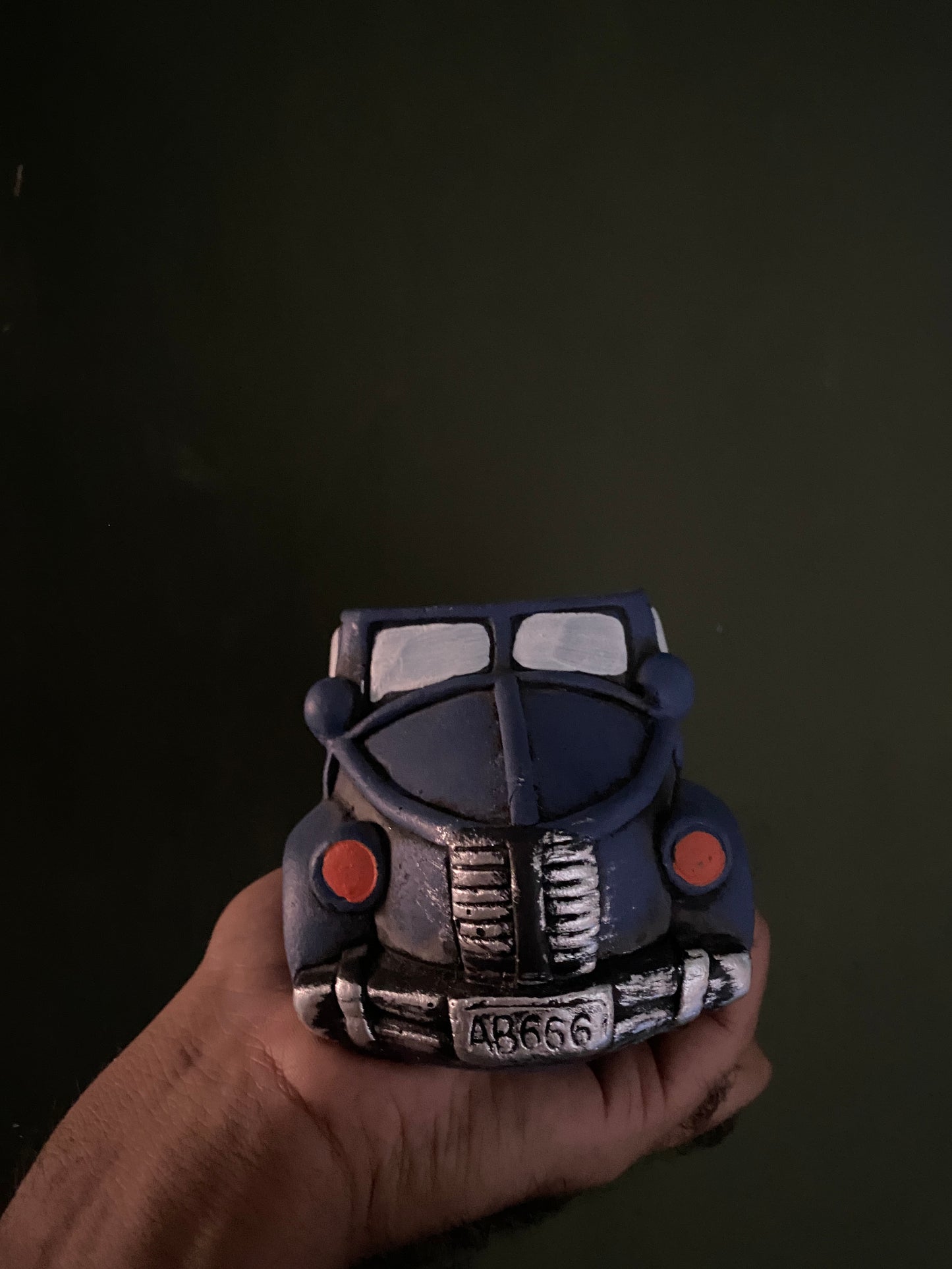 Blue car concrete planter