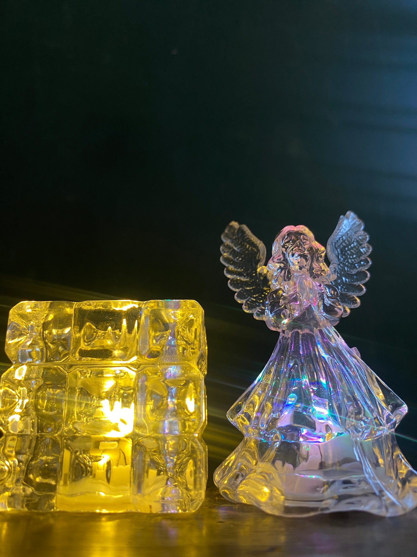 Christmas Decoration Combo – LED Candle Holder, Angel Figurine– Elegant Festive Decor