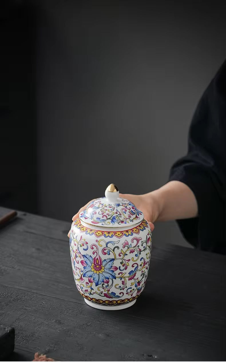 Chinese Porcelain Tea Jars With Lids – Ceramic Tea Storage Canisters Airtight Container for Loose Tea, Sugar, Herbs