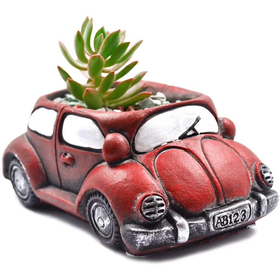 Red car concrete planter