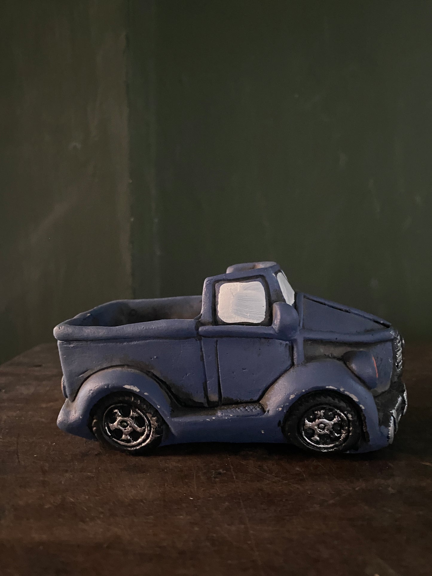Blue car concrete planter