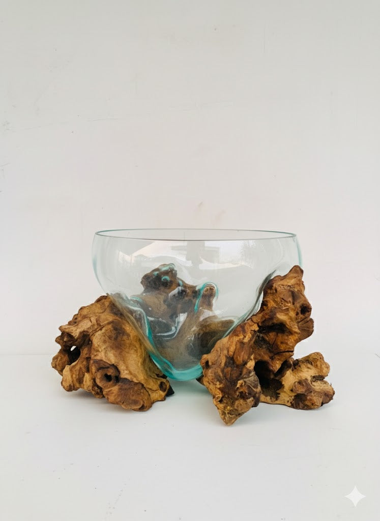 Molten Glass on teak Driftwood-Aquaroot
