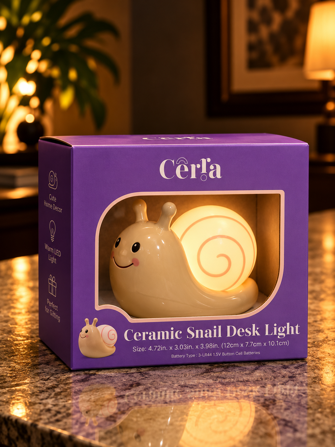 Snail Glow Ceramic LED Night Light