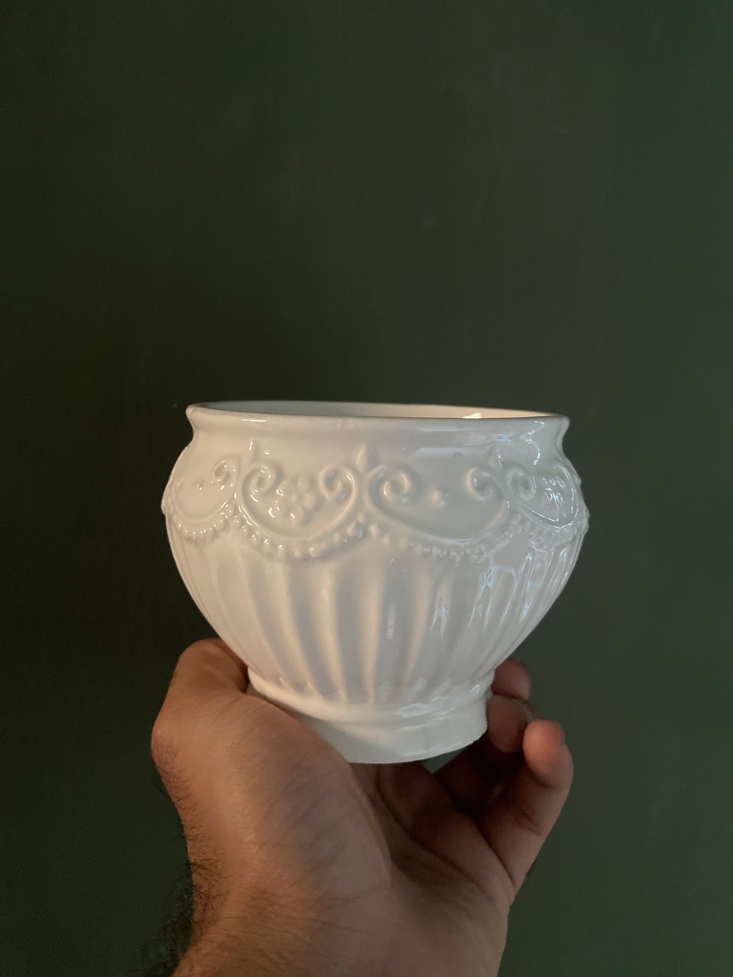 White ceramic planter