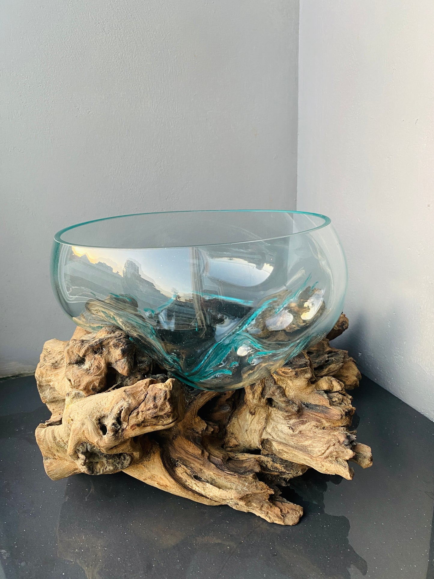 Molten Glass on teak Driftwood-Oceanbowl(medium)