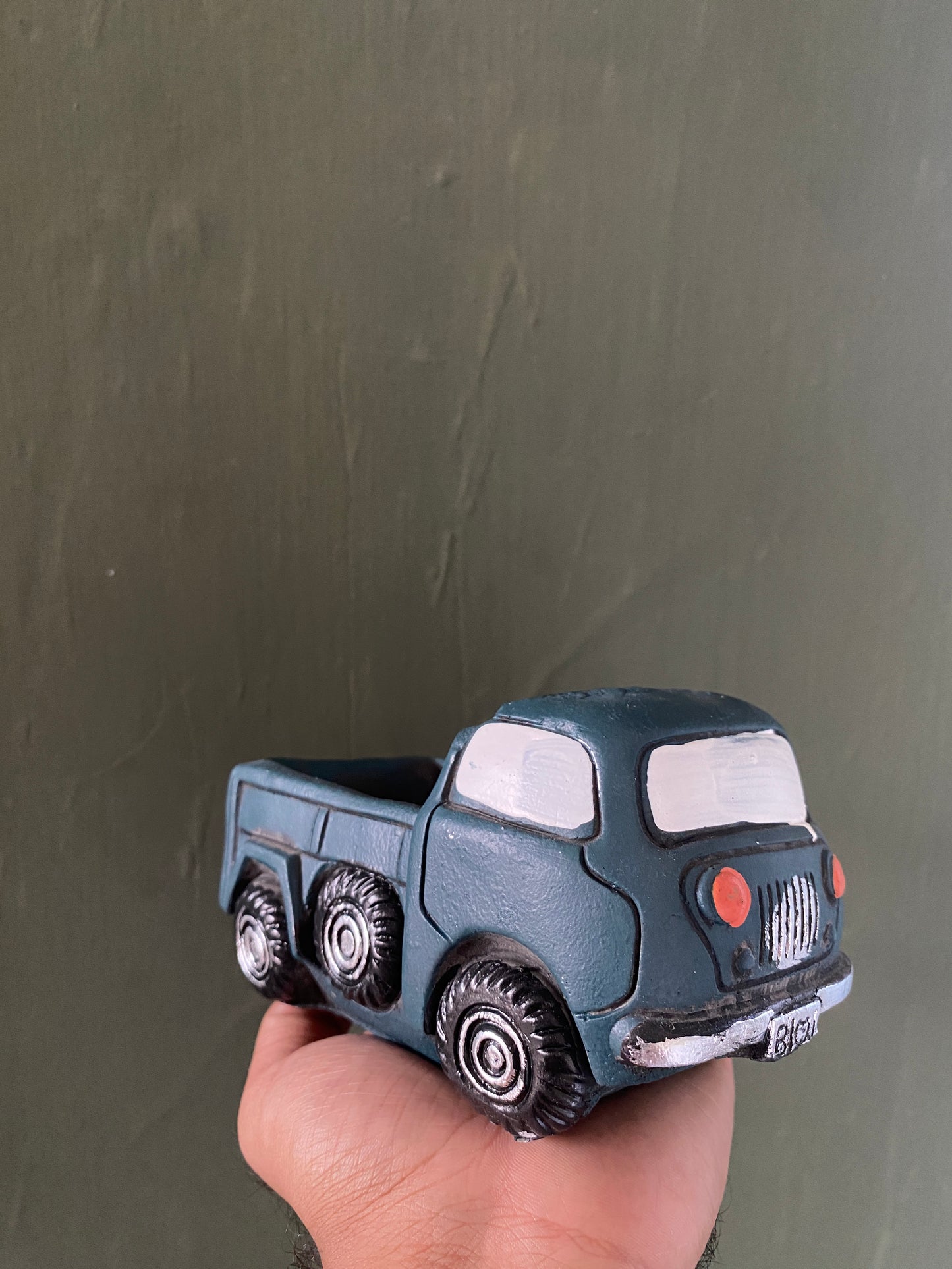 Green truck concrete planter