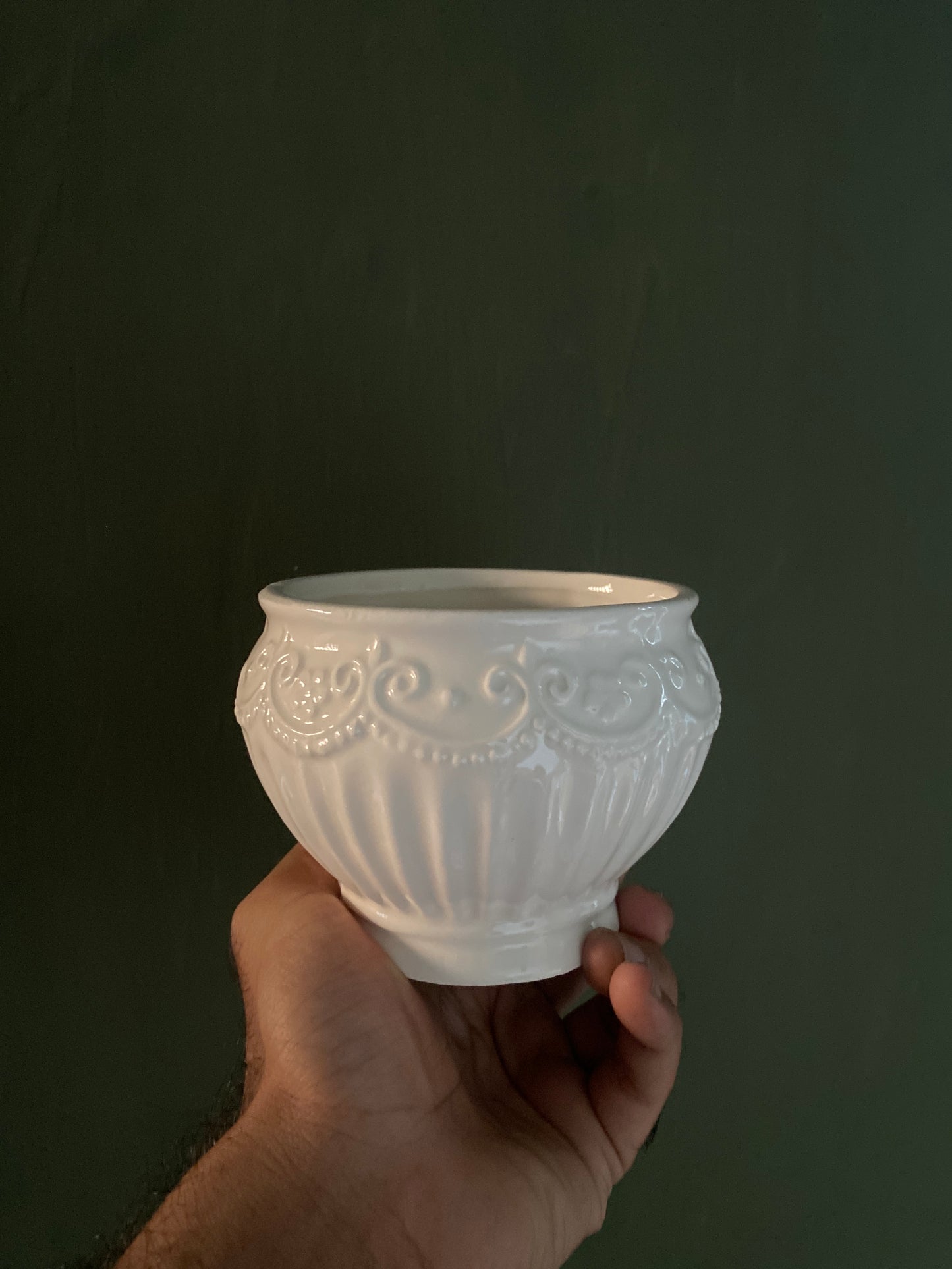 White ceramic planter