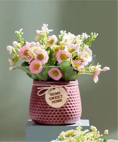 Maroon Home sweet home ceramic planter