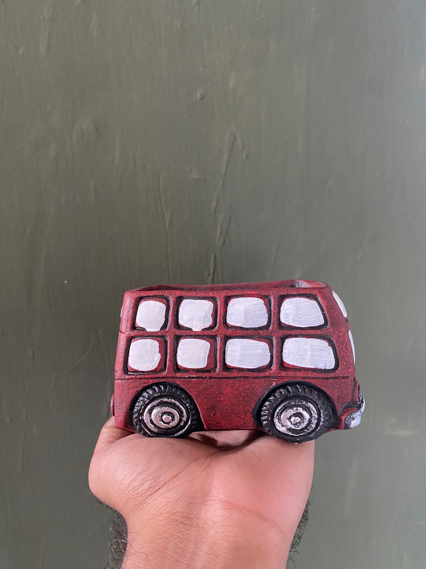 Red bus concrete planter