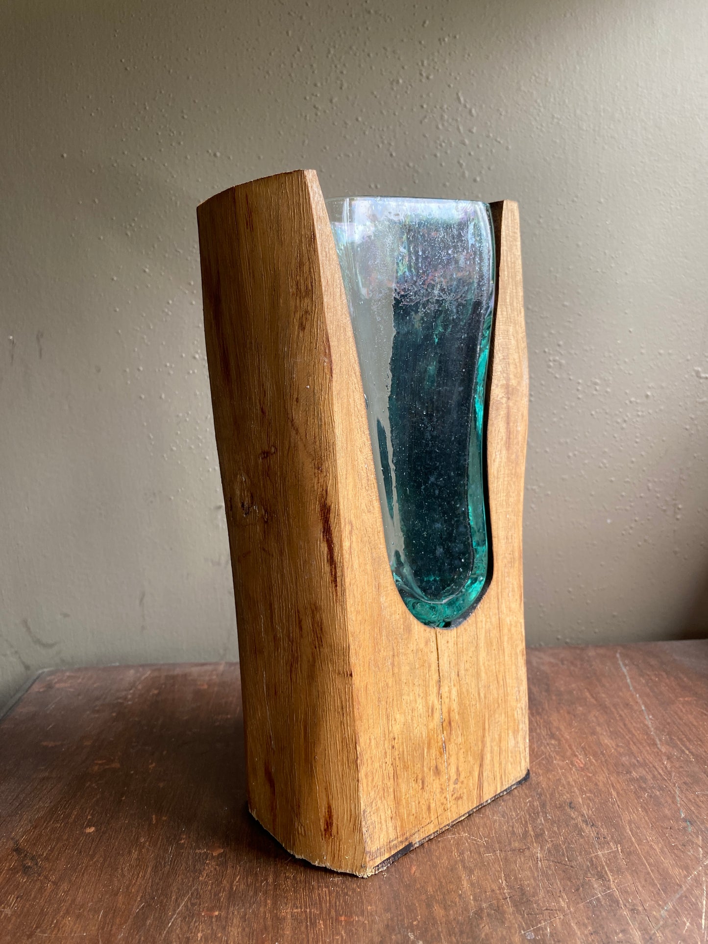 Molten Glass on Hanging polished teak Driftwood