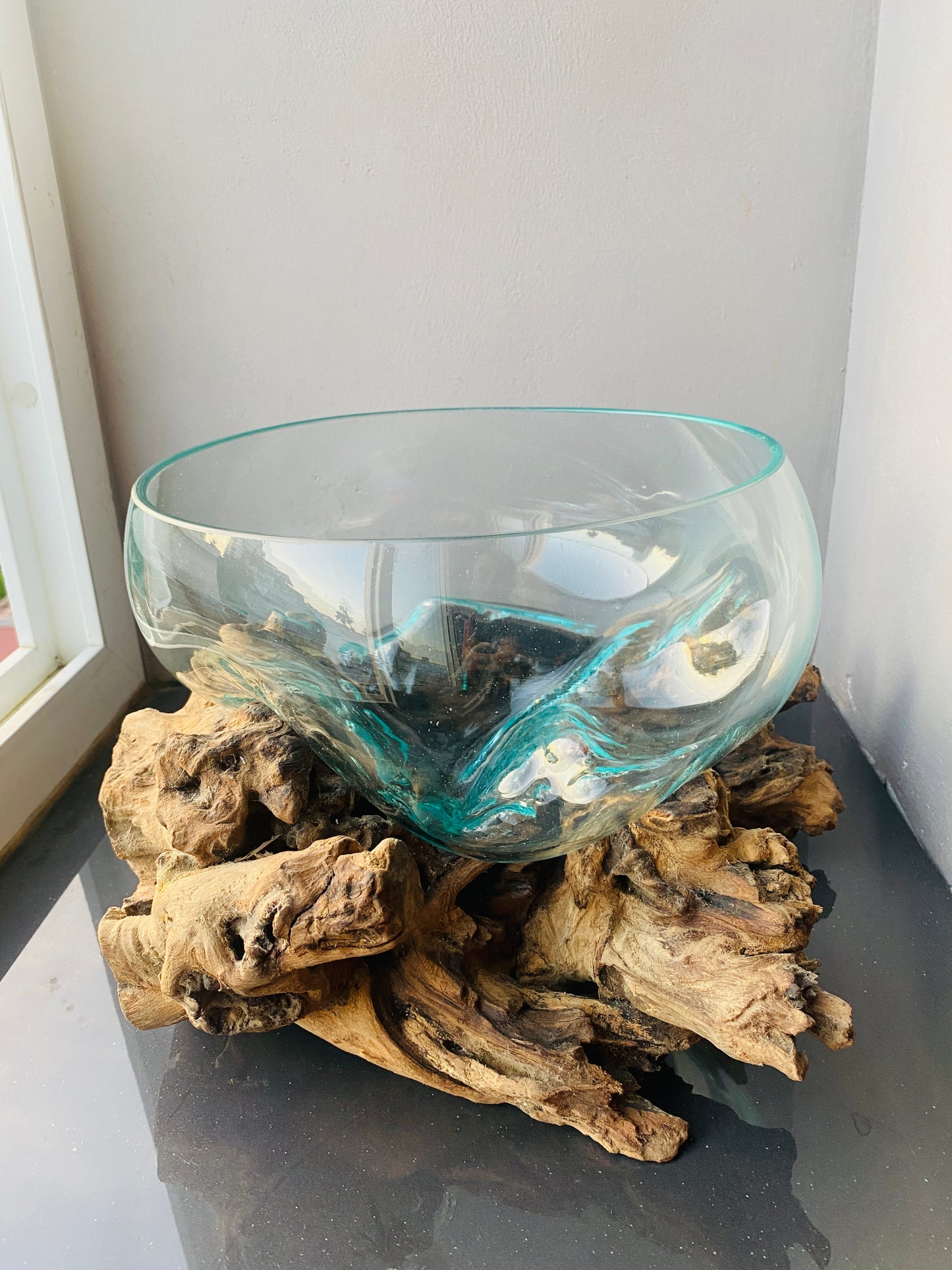 Molten Glass on teak Driftwood-Oceanbowl(medium)