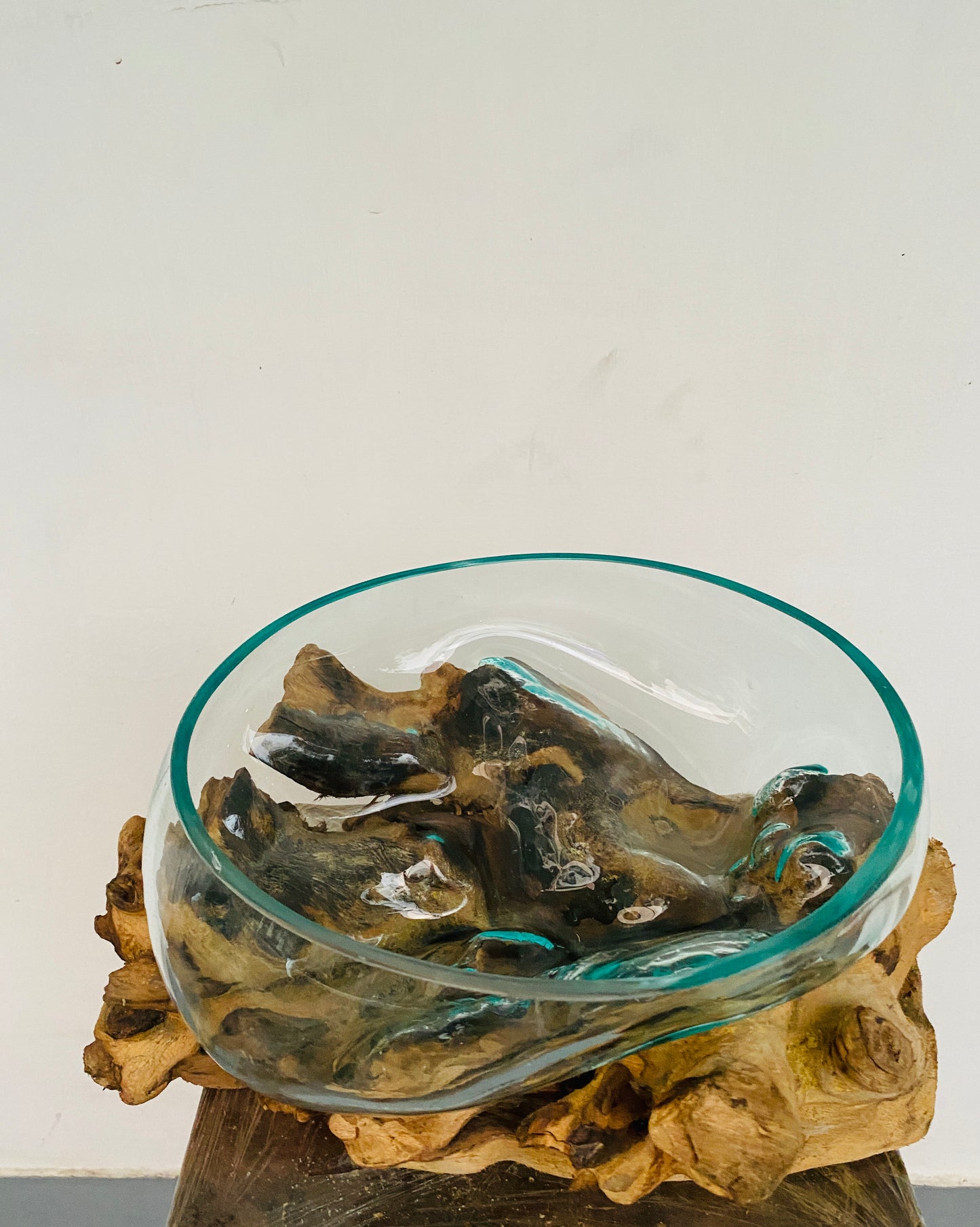 Molten Glass on teak Driftwood-Oceanbowl(large)