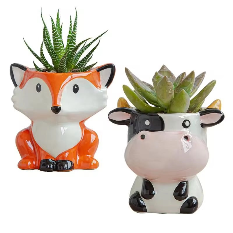 Cow&fox planter combo