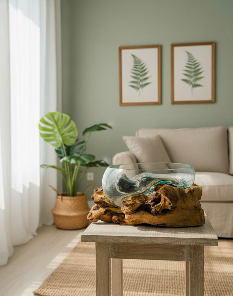 Molten Glass on teak Driftwood-Oceanbowl(large)