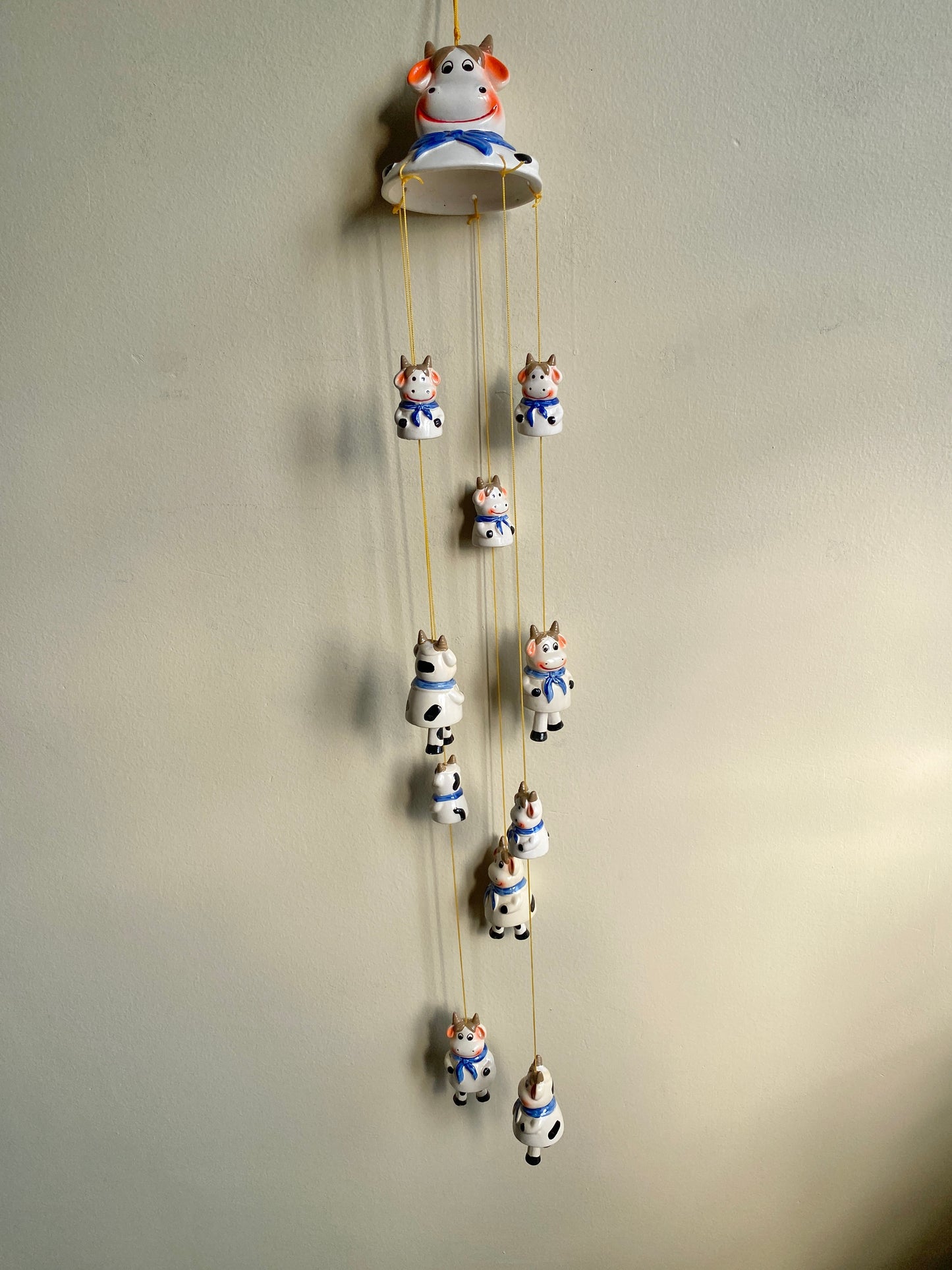 Ceramic cow themed windchime