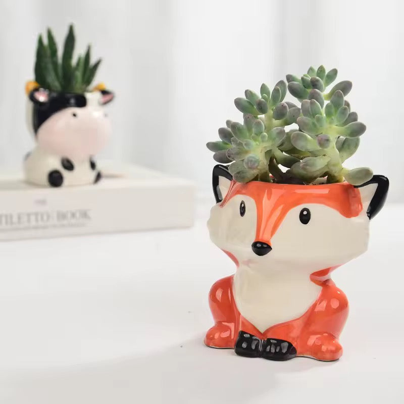 Cow&fox planter combo