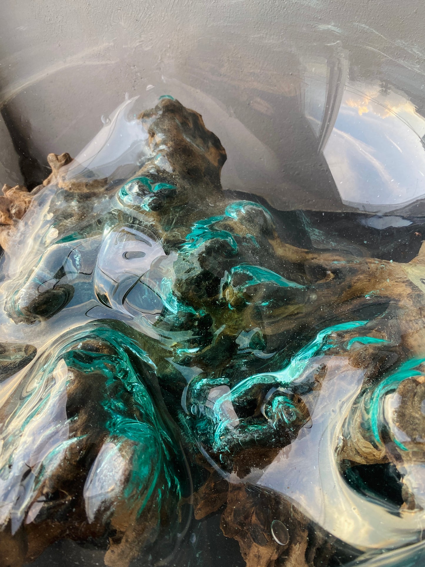 Molten Glass on polished teak Driftwood-Oceanbowl(xlarge)