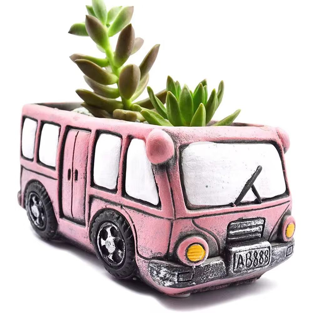 Pink bus concrete planter