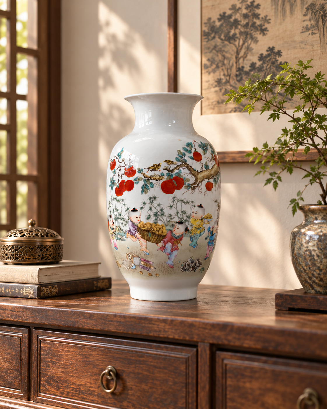 Traditional Chinese Ceramic Decorative Vase- Good things