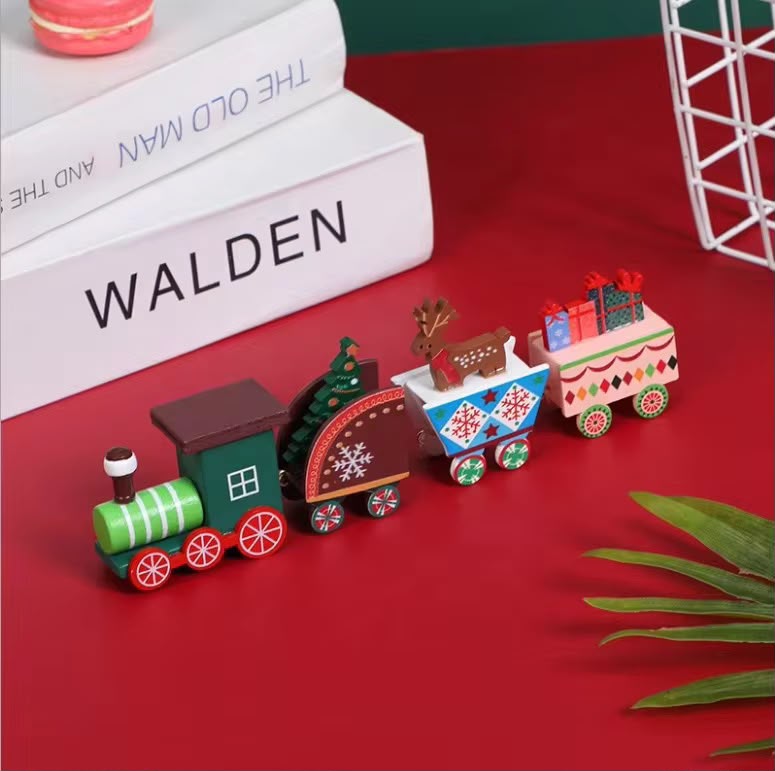 Wooden Christmas Train Decorative Set
