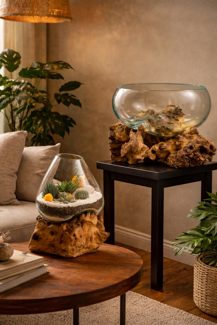 Handcrafted Molten Glass on Driftwood | Bali Collection