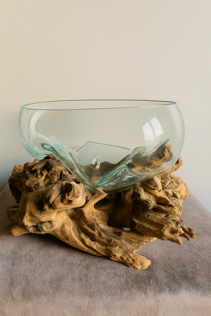 Molten Glass on teak Driftwood-Oceanbowl