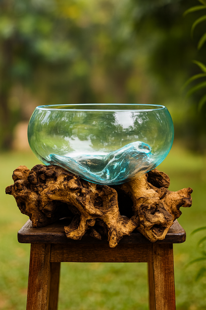 Molten Glass on polished teak Driftwood(medium)