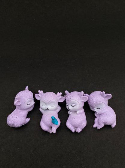 Set of 4 deer buddha polystone miniatures