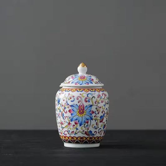 Chinese Porcelain Tea Jars With Lids –  Ceramic Tea Storage Canisters Airtight Container for Loose Tea, Sugar, Herbs