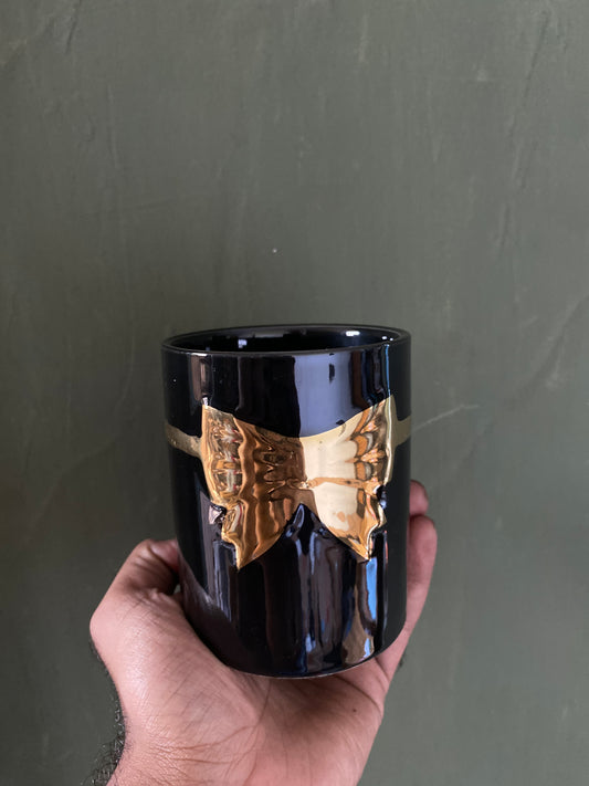 Black golden ribbon designed ceramic planter