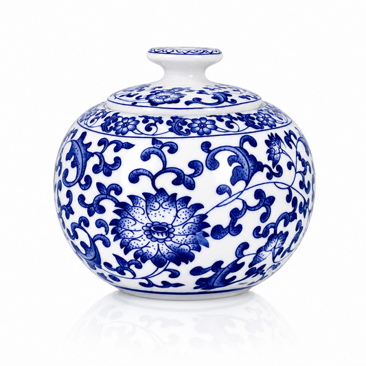 Blue&white Porcelain Tea kitchen floral Jars With Lids –  Ceramic Tea Storage Canisters Airtight Container for Loose Tea, Sugar, Herbs
