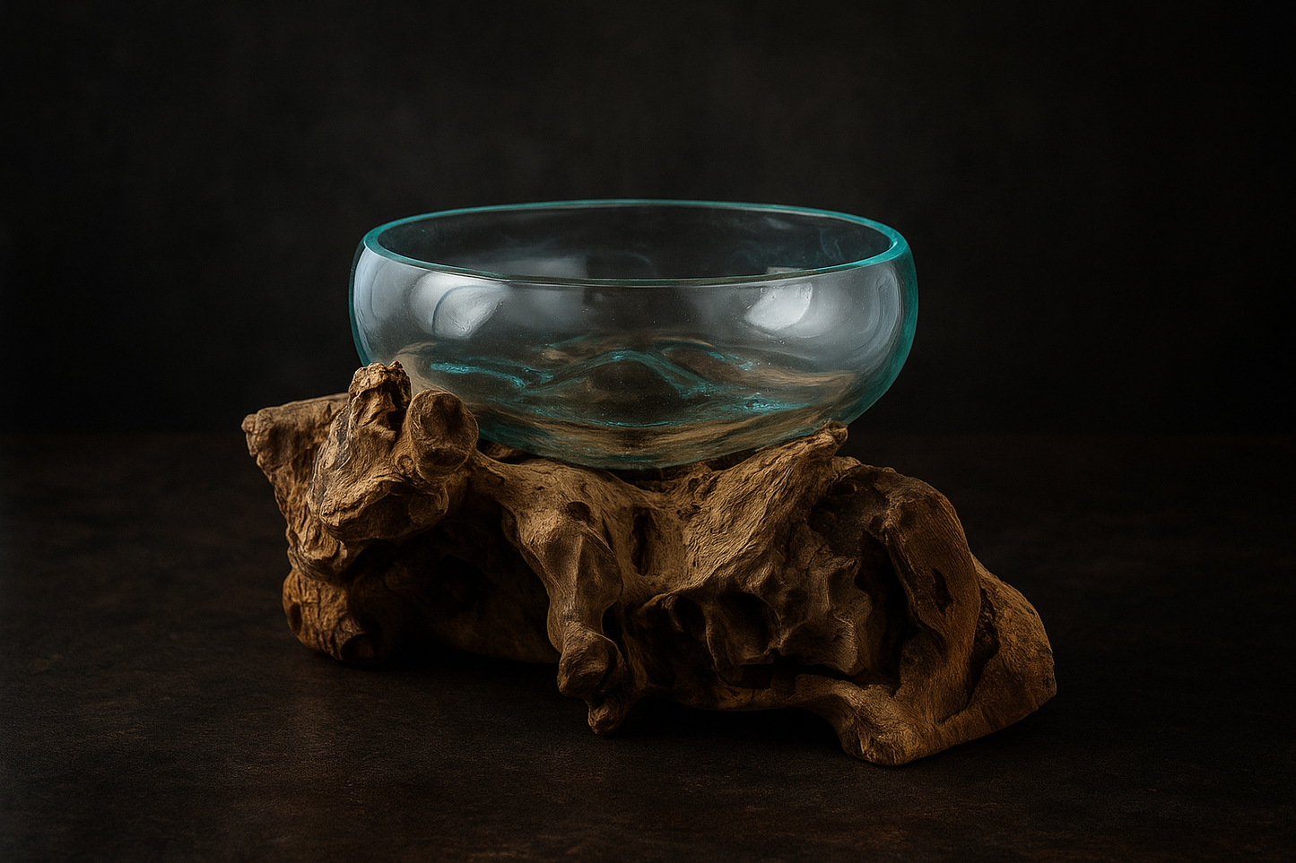 Molten Glass on teak Driftwood-Oceanbowl(Pre-order)