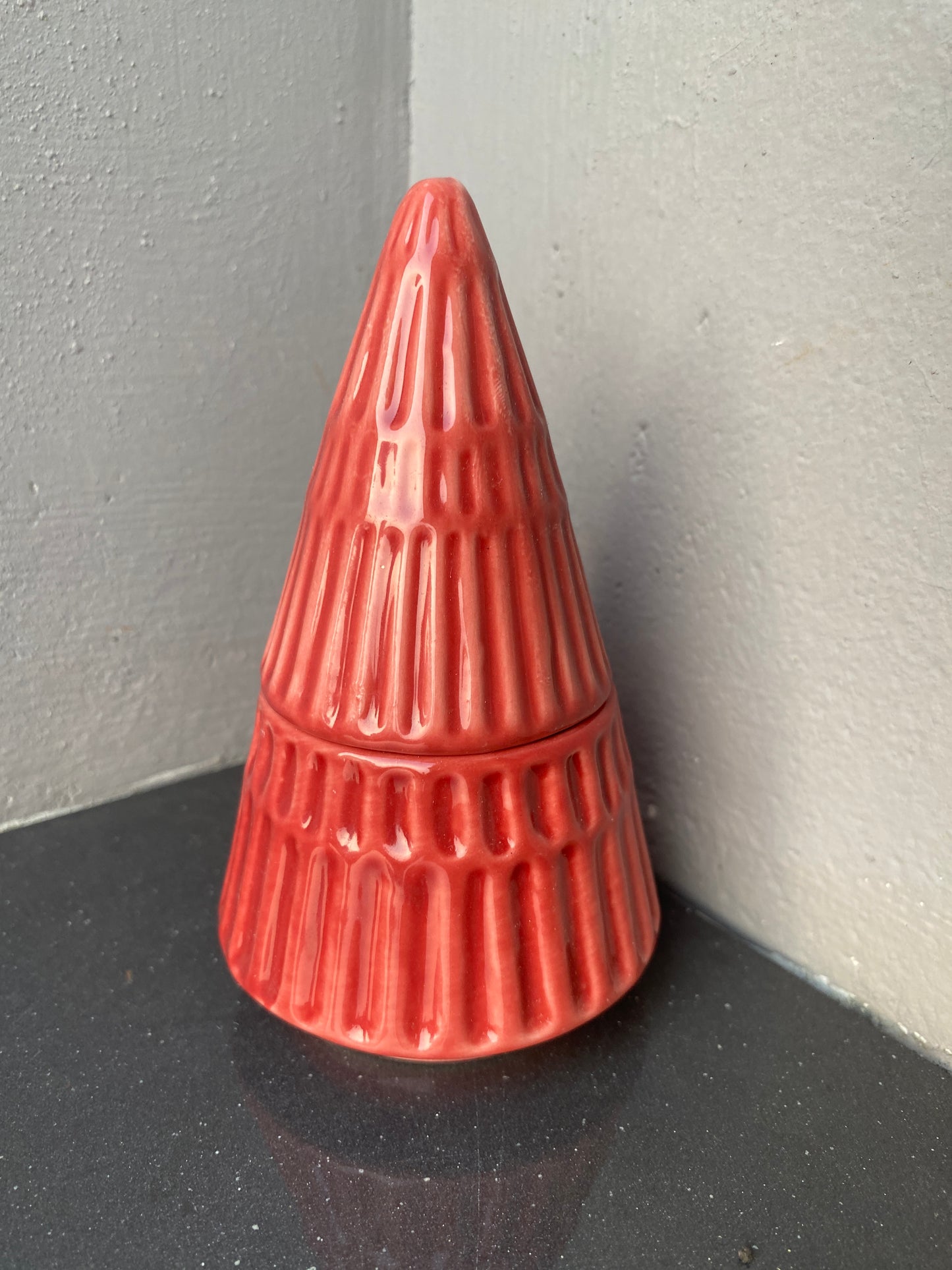Ceramic Red Two-Piece Tree Showpiece – 11cm Height, Premium Holiday Decoration for Home Décor, Gifting & Tabletop Display