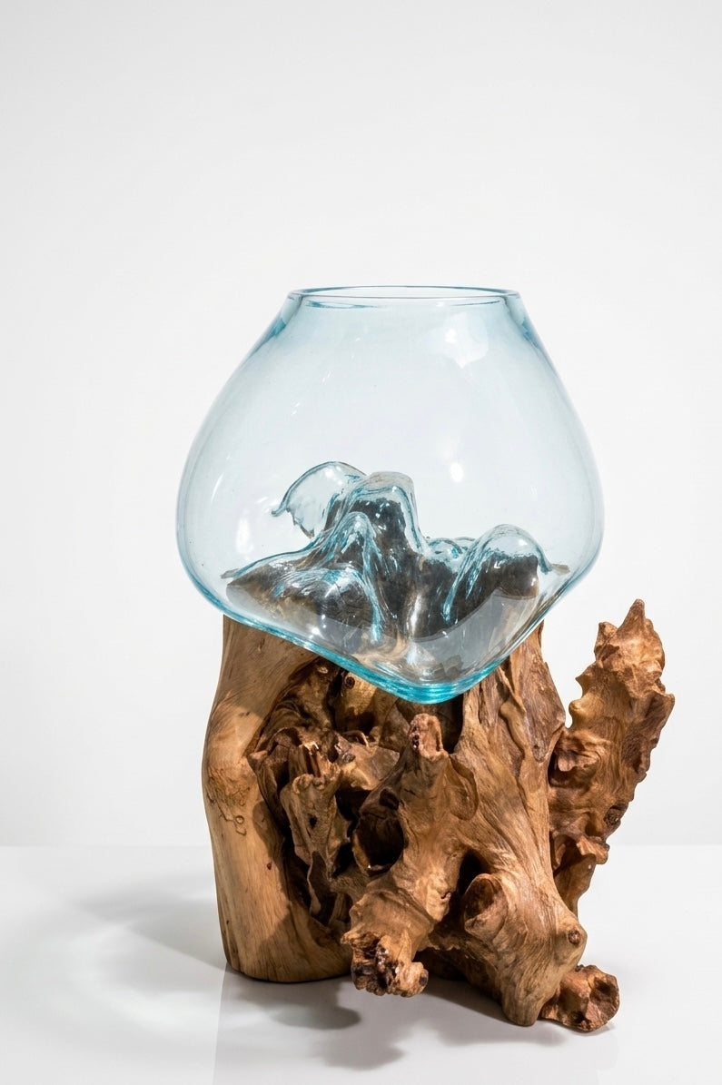 Wavecrest xl size Molten Glass on teak Driftwood