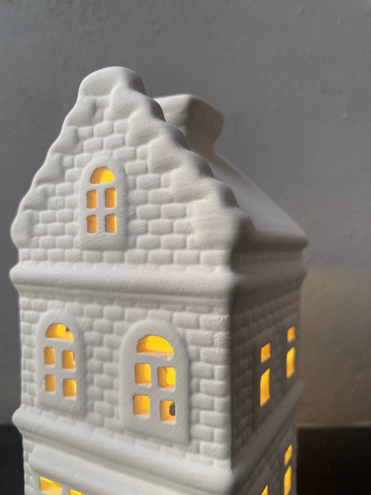 Amsterdam canal house themed Ceramic Tealight Candle White Christmas Home Decor Imported from netherlands